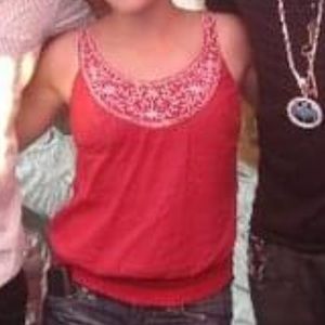 Pink embroidered top